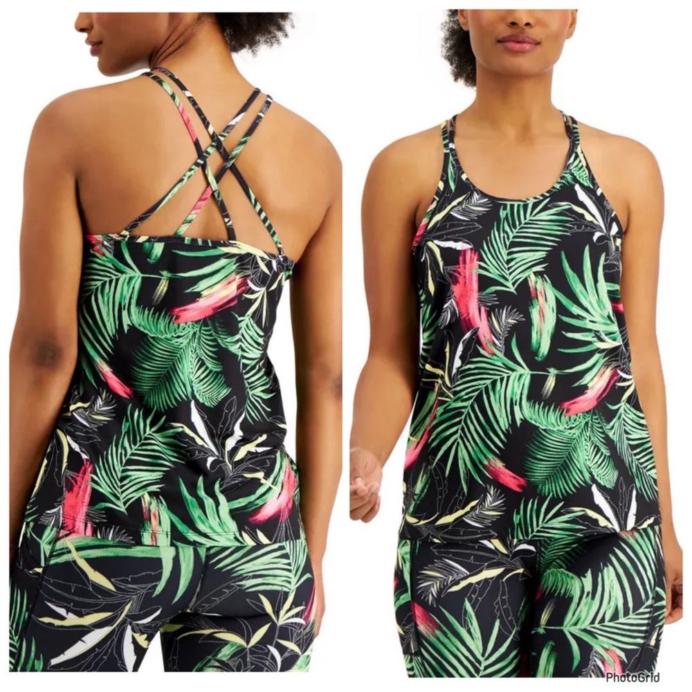 Ideology XXL plus size palms black athletic wear tank top NWT